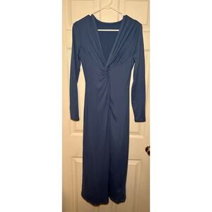 Light Blue‎ long dress very flattering with ruched waist size  5